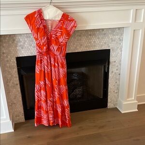 THML Orange and White Midi Dress